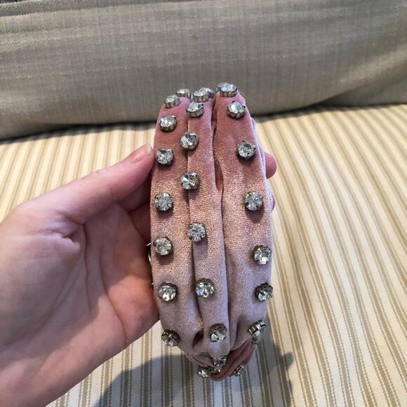 Pink Velvet Sparkly Studded Headband - Picture 2 of 7